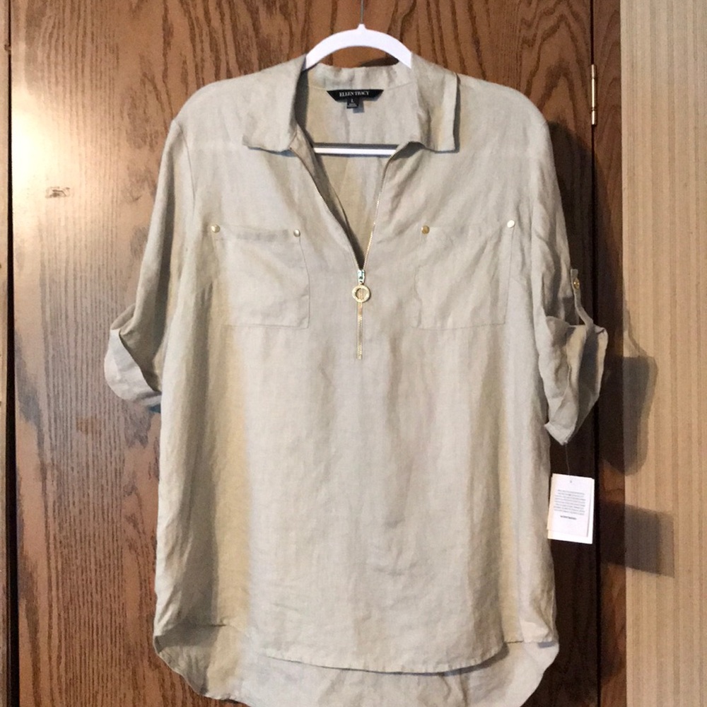 Zip up linen shirt size large